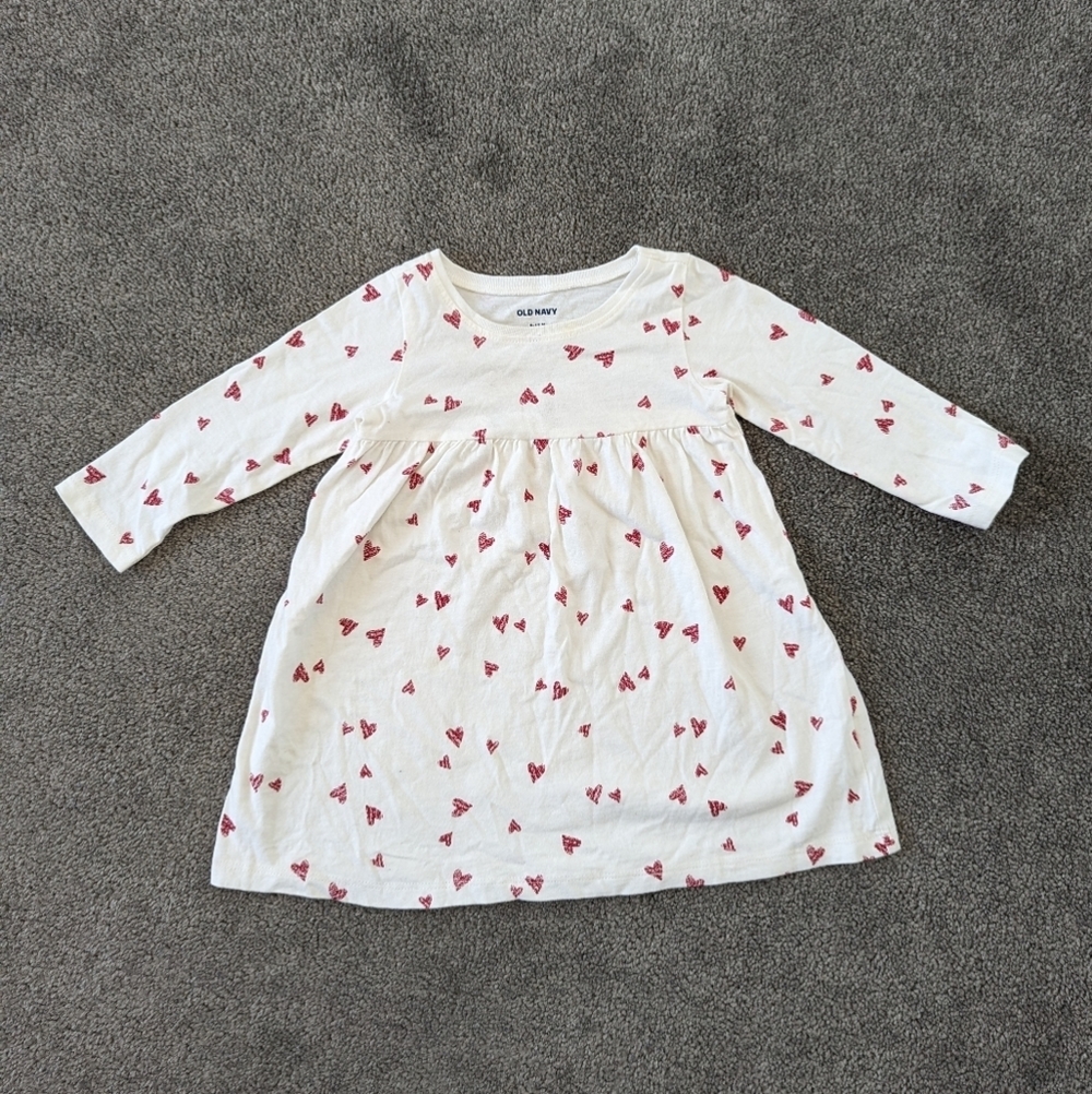 Old Navy Baby Girl's Casual Dress Size 6-12 Months Heart Print Lightweight